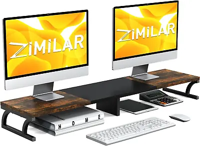 Dual Monitor Stand Riser Large Monitor Stand For Desk Wood Monitor Riser • $37.99