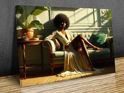 Beautiful Girl Resting On A Sofa Edward Hopper Style Mounted Canvas Print • £16.99