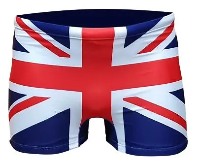 ACCLAIM British Union Jack Sports Fit Boxer Style Flag Swimming Trunks Mens NEW • £14.99