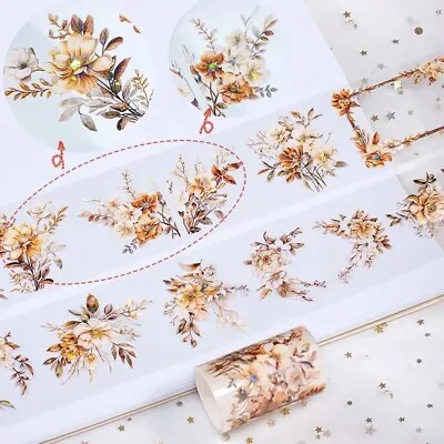 PET Floral Vintage Washi Tapes 2m*50mm PET Tape  For Crafts Card Makingjournals • $6.95