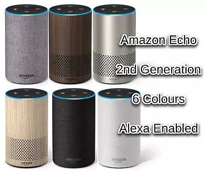 Amazon Echo  Smart Speaker 2nd Generation Sandstone Walnut Oak Silver Grey  • £38.88