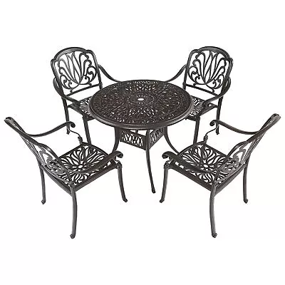 Cast Aluminum Outdoor Bistro Set 5 Piece Dining Table Weather-Resistant A0V3 • $445.99