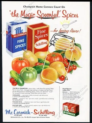1953 McCormick Schilling Spices Fruit Veggies Art Vintage Print Ad • $9.99