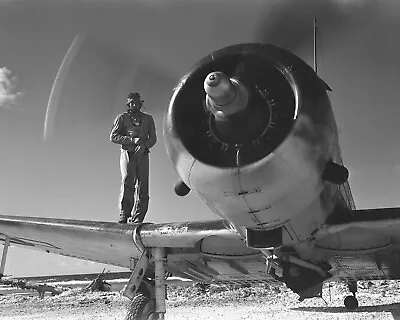 SBD Dauntless Dive Bomber Photo Pilot On Wing WWII Marshall Islands 1944 8X10 • $7.99