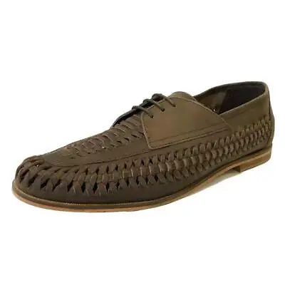 RRP £65 Mens Brixton Leather Slip On Loafers Boat Summer Woven Smart Shoes Brown • £15.99