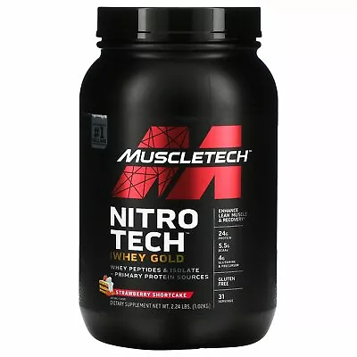 Muscletech Nitro Tech 100% Whey Gold Strawberry Shortcake 2.24 Lbs (1.02 Kg) • $41.99