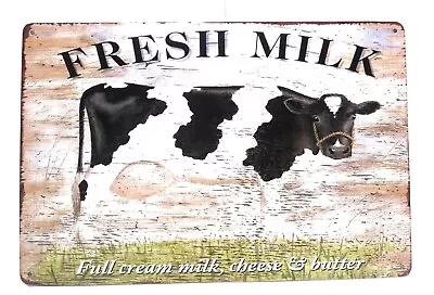 Fresh Milk. Full Cream Milk And Butter Tin Sign Dairy Sign Farm Sign • $8.99