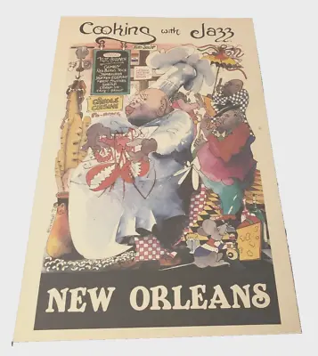$60 Cooking Jazz New Orleans Leo Meiersdorff Lithograph Poster Vintage 1979 • $59.85