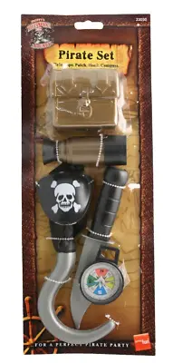 Caribbean Pirate Set Compass Captain Hook Fancy Dress Jack Sparrow Accessory Toy • £9.99