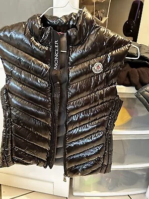 Moncler Women’s Shiny Quilted Duck Down Black Puffer Vest Size 2 / XS • $300