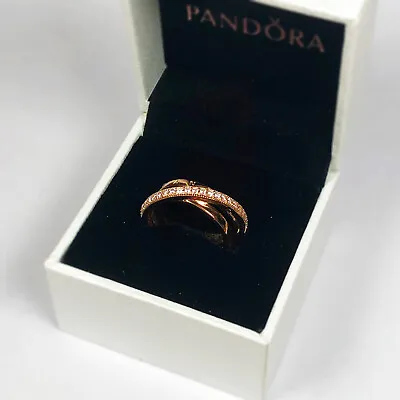 PANDORA Crossover Pave Triple Band Rose Gold Ring - 189057C01 • £24.90
