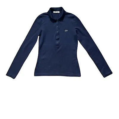 £22 • Buy Navy Blue Lacoste Slim Fit Polo Shirt Long Sleeve - Women’s XS 32
