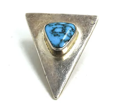 Vintage Taxco Mexico Sterling Silver Howlite Triangle Shaped Pendant • $50