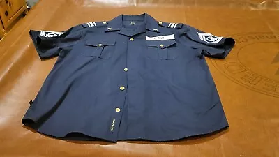 CAVI Product Of Great Taste Blue Military Shirt  XL Stars PATCHES NWOT EPAULETS • $9.95