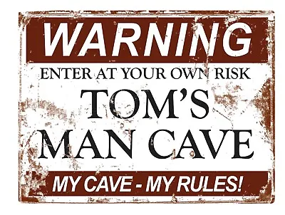 £4.99 • Buy Personalised Man Cave Vintage Metal Sign - Garage Retro Plaque Bar Gift Shed BBQ