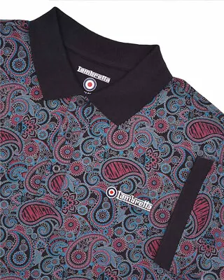 Mens Lambretta Classic Paisley Retro Mod Ska Casual Polo Shirt Sizes M To 4XL • £21.99