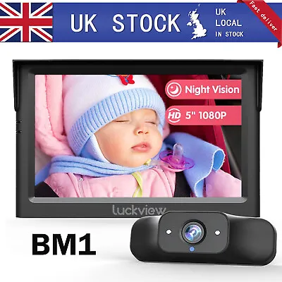 LUCKVIEW Baby Car Camera 5'' 1080P Mirror Monitor For Back Seat Rear Facing |BM1 • £49.99