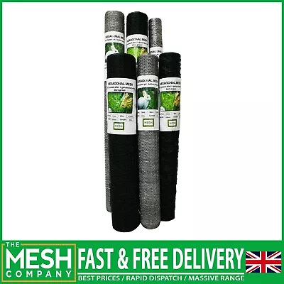 10 Metre X 400mm Galvanised & Green PVC Chicken Wire Mesh Netting • £19.99