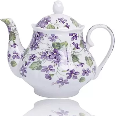 European Style Ceramic Teapot Water Pot Porcelain Vintage Tea Pot Violets Flower • $29.99