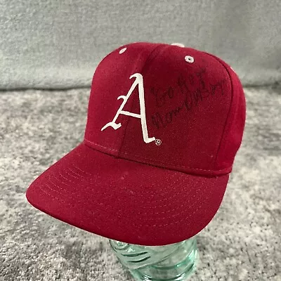 Vintage Arkansas Razorbacks Hat Cap Mens Leather Strap Red Made In USA 90s NCAA • $19.98