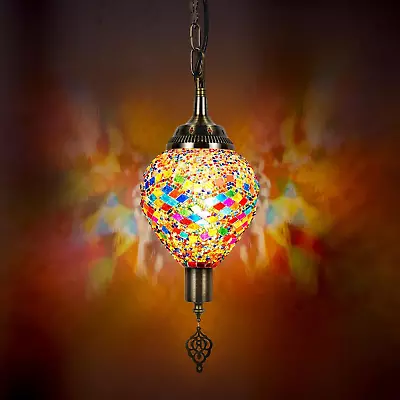 Turkish Moroccan Pendant Hanging Light With Plug In Cord Turkish Hanging Lamp Pe • $57.33