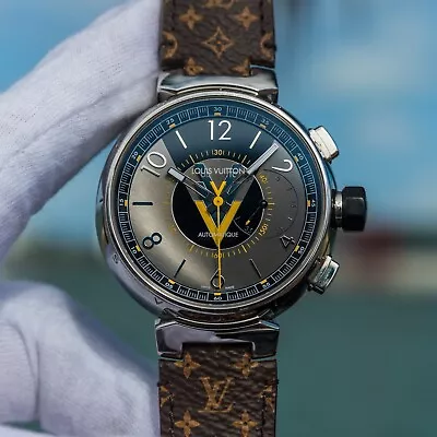 Louis Vuitton Tambour Central Chronograph Brown Monogram 44mm Automatic Watch • $3999