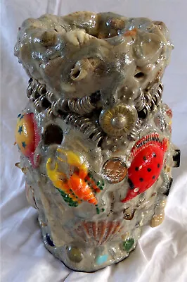 COLLAGE POTTERY SCULPTURE Memory Jug Mosaic Vase Bottle Jar Urn Original Art 1/1 • $85
