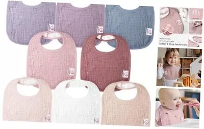Muslin Baby Drooling Bibs 8 Pack 100% Cotton Square Adjustable Summer Berry • $32.41