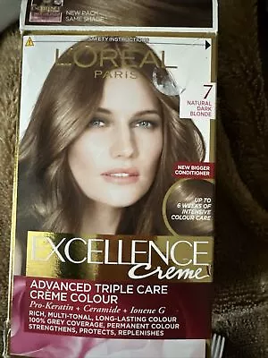 L'Oreal Paris Excellence Creme Permanent Hair Dye 7 Natural Dark Blonde New • £12.99