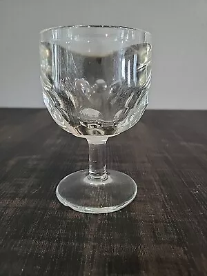 Vintage Clear Glass Large Thumbprint Goblet Schooner Thick HEAVY Quality Glass • $5