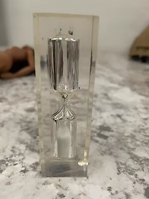 MCM Vintage Clear Mini Hourglass Sand Timer 3  FLAW • $9.99