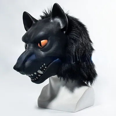 £19.18 • Buy Black/Brown Plush Wolf Headdress Lifelike Werewolf Mask Cosplay Animal Mask