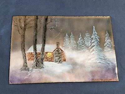 Vintage Copper Enamel Artisan Plaque Signed (PL186) • $9.57