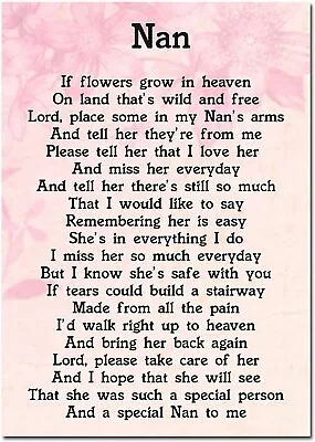 Nan Memorial Graveside Poem Funeral Card & Free Stake F43 • £3.29