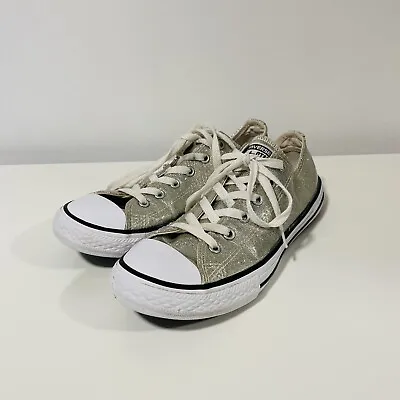 Converse All Star Shoes Youth Size 4 Chuck Taylor Sneakers Gold Glitter • £22.99