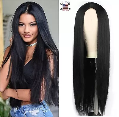 Long Straight Black Hair Wigs Womens Party Pop Daily Party Ladies Full Wig USA • $13.85