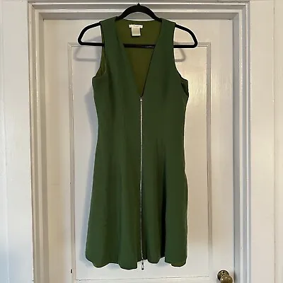 Esley Dress Womens M Medium Green Fit Flare Full Zip Sleeveless Lined • $7.49