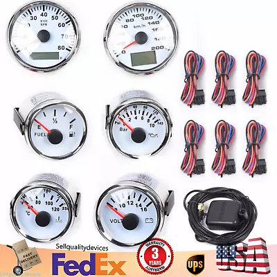 Universal 6 Gauge Set GPS Speedometer Waterproof For Truck Car Marine Yach Boat! • $130.01