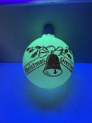 VTG Unsilvered Glow At Night Glass GREETINGS BALL Christmas Ornament Shiny Brite • $40