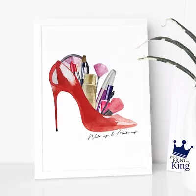 Beauty Vintage Wake Up And Make Up Fashion Wall Decor Print Poster A4 Girl Shoe • £5.49