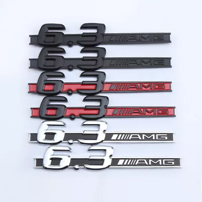 2pcs 6.3 AMG Emblem Chrome Fender Logo Badge Nameplate For C63 E63 S63  • $15.99