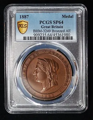 PCGS SP64 1887 VICTORIA GOLDEN JUBILEE MEDAL - BY HEATON With Original Case -TOP • $295