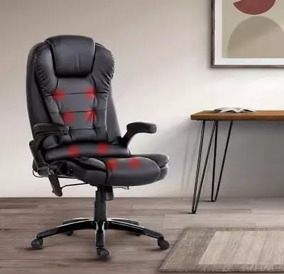 8 Point Massage Office Chair PU Leather Office Chair Vibration Massage 4 Levels • $248.95