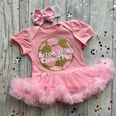 £19.99 • Buy BABY GIRL ASTON VILLA FOOTBALL TUTU ROMPER, Pink Cutest Fan Newborn Football Kit
