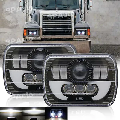 Pair 7X6'' LED Headlights Red Led DRL Beam For Mack CH CH600 MS300P CS200P Truck • $54.62