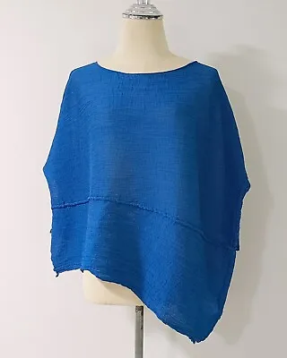 Me ISSEY MIYAKE Blouse Blue Pleated Short Sleeve Top Free Size • $59.99