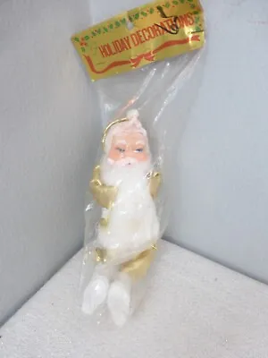 Vintage Kitschy Santa Claus Doll 7  Ornament Gold Lame Japan 1950s NIP! • $24.99