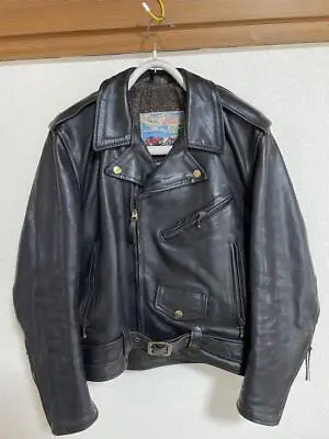 AERO LEATHER Authentic Horsehide Double Biker Jacket Men Size 36 Used From Japan • $1468.23