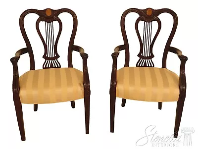 L50845EC: Pair Of JOHN WIDDICOMB Inlaid & Carved Regency Open Arm Chairs • $1195