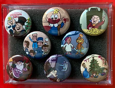 Mr. Magoo's Christmas Carol Set A 8 Xmas Christmas 1 Inch Round CERAMIC Magnets • $18.99